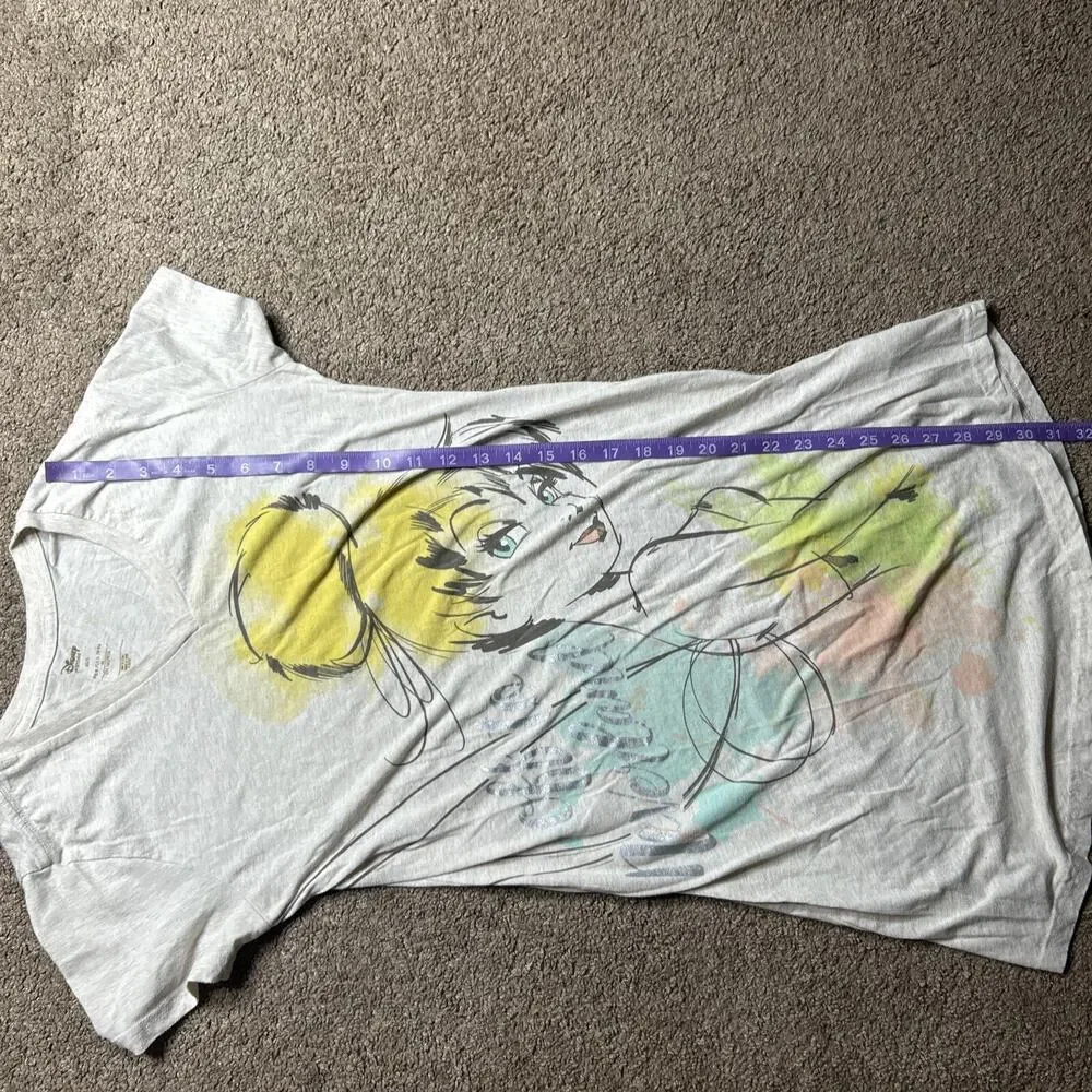 Women’s Size XS/S Disney Store Tinker Bell Watercolor Graphic Nightgown - Picture 4 of 5